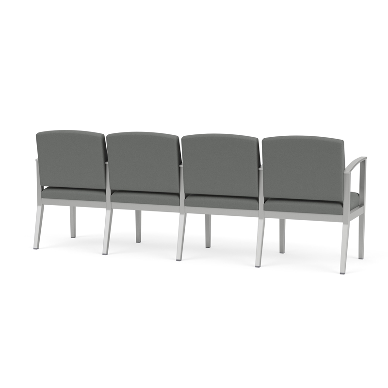 Amherst Steel Reception 4 Seat Tandem Seating / Silver Steel / Light Gray