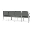 Amherst Steel Reception 4 Seat Tandem Seating / Silver Steel / Light Gray