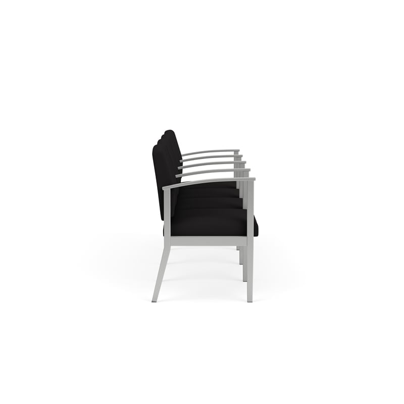 Amherst Steel Reception Waiting 4 Seat Tandem Seating / Silver Steel / Black
