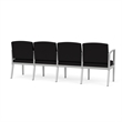 Amherst Steel Reception Waiting 4 Seat Tandem Seating / Silver Steel / Black