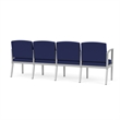 Amherst Steel Reception Waiting 4 Seat Tandem Seating / Silver Steel / Blue
