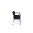 Amherst Steel Reception Waiting 4 Seat Tandem Seating / Silver Steel / Navy Blue