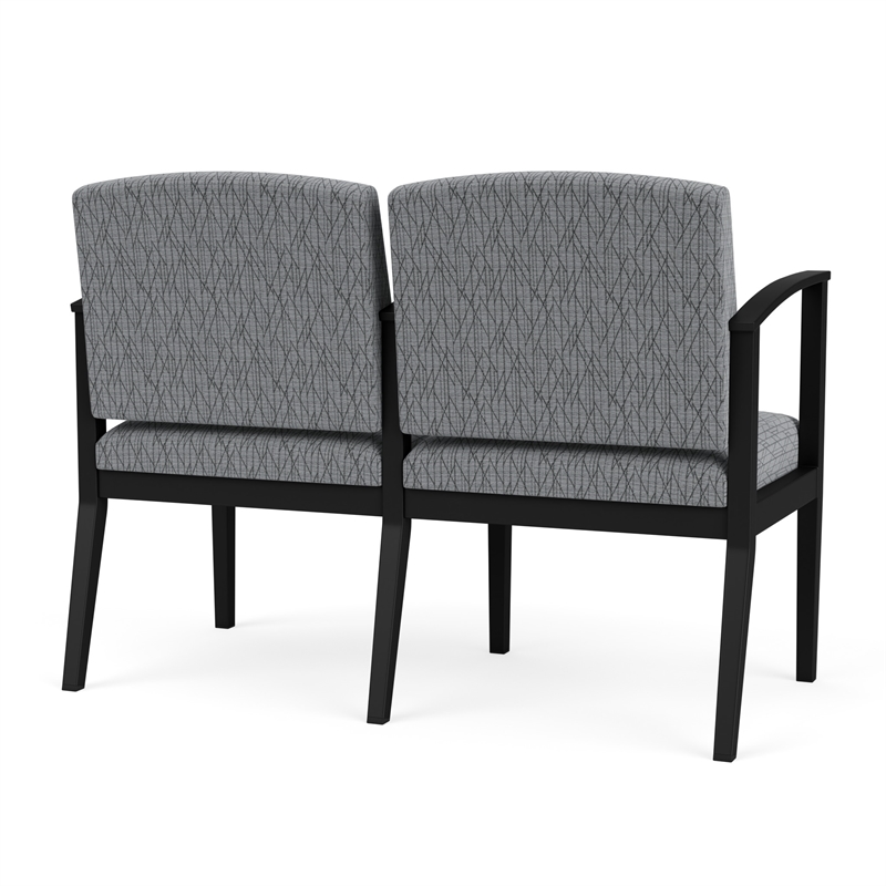 Amherst Steel Reception Waiting 2 Seat Tandem Seating / Black Steel / Gray