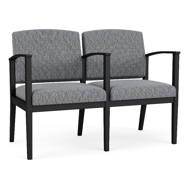 Amherst Steel Reception Waiting 2 Seat Tandem Seating / Black Steel / Gray