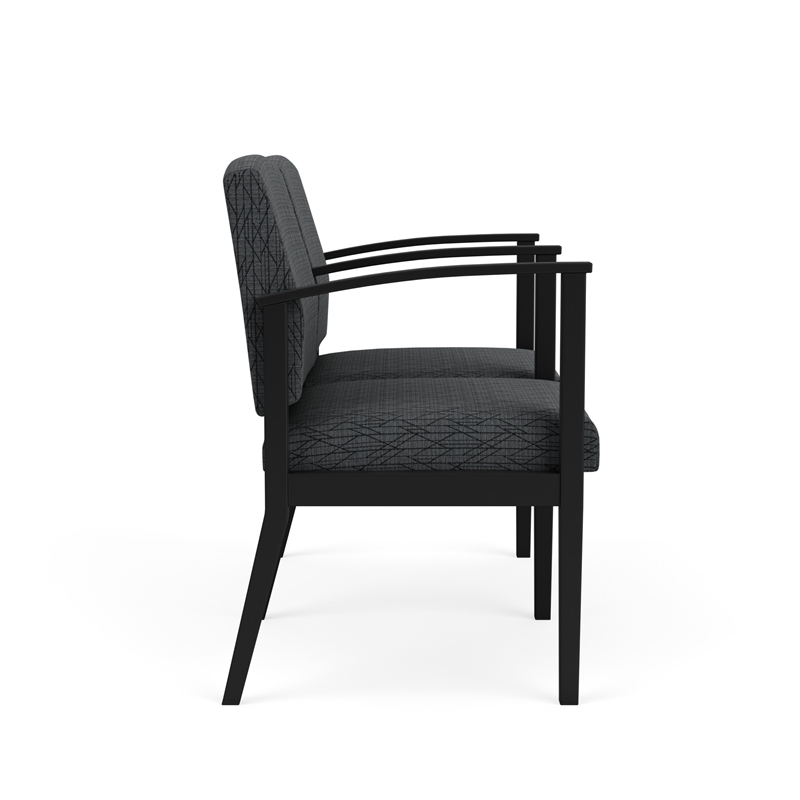 Amherst Steel Reception Waiting 2 Seat Tandem Seating / Black Steel / Dark Gray