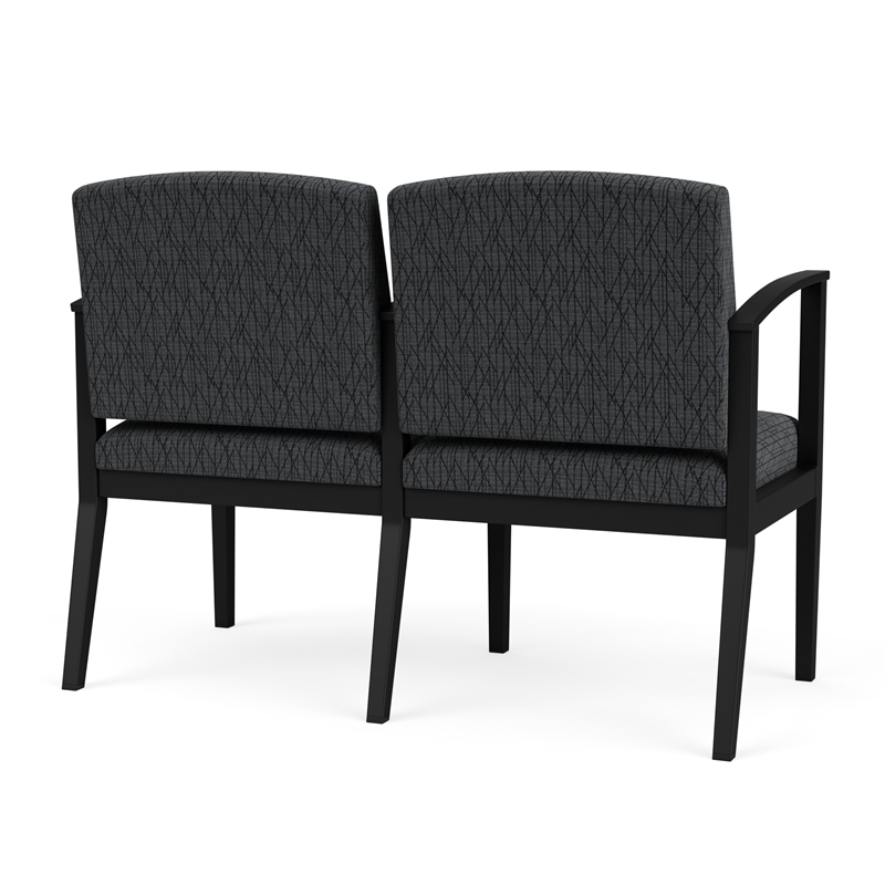 Amherst Steel Reception Waiting 2 Seat Tandem Seating / Black Steel / Dark Gray