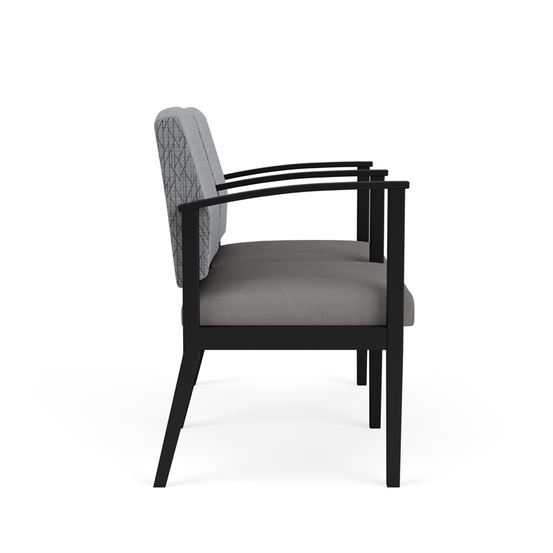 Amherst Steel Reception 2 Seat Tandem Seating / Black Steel / Gray / Gray