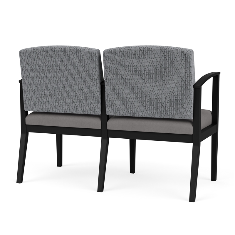 Amherst Steel Reception 2 Seat Tandem Seating / Black Steel / Gray / Gray