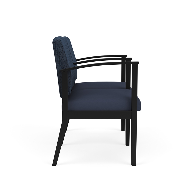 Amherst Steel Reception 2 Seat Tandem Seating / Black Steel / Blue / Blue