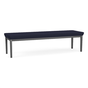 Amherst Steel Reception Waiting 18.5&quot 3 Seat Bench / Charcoal Steel / Navy Blue