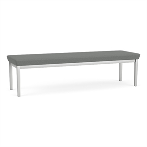 Amherst Steel Reception Waiting 18.5&quot 3 Seat Bench / Silver Steel / Light Gray