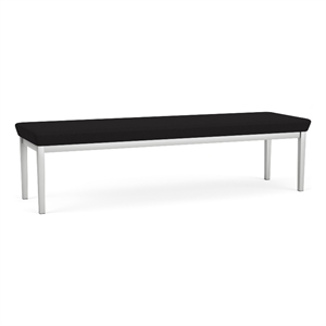 Amherst Steel Reception Waiting 18.5&quot 3 Seat Bench / Silver Steel / Black