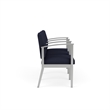 Amherst Steel Reception Waiting 3 Seat Tandem Seating / Silver Steel / Navy Blue