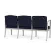 Amherst Steel Reception Waiting 3 Seat Tandem Seating / Silver Steel / Navy Blue