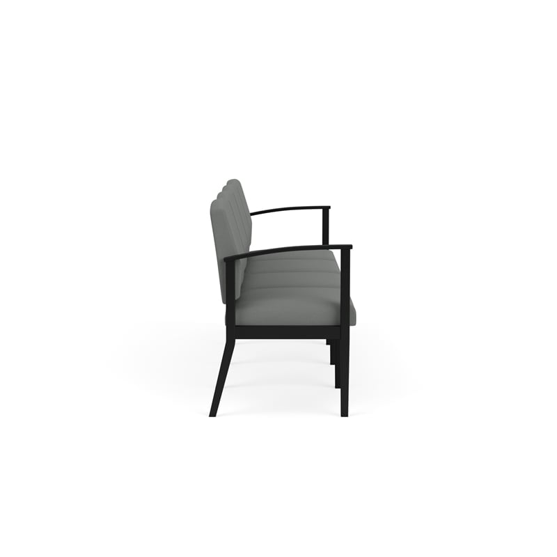Amherst Steel Reception Waiting 4-Seat Chair / Black Steel / Light Gray