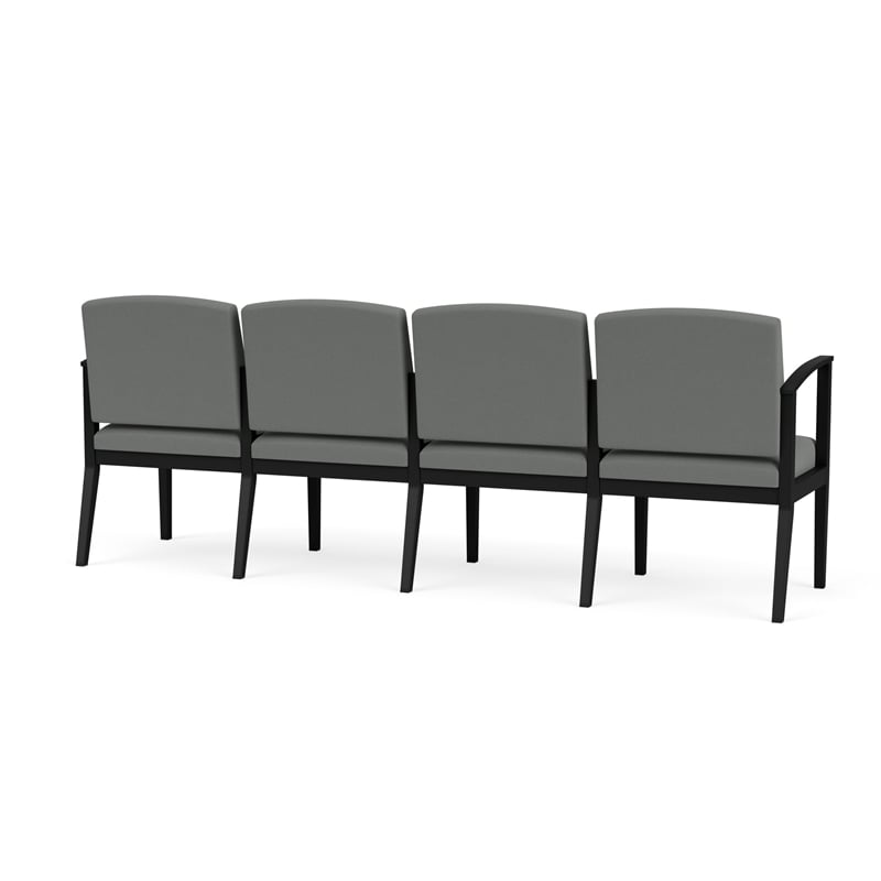 Amherst Steel Reception Waiting 4-Seat Chair / Black Steel / Light Gray