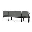 Amherst Steel Reception Waiting 4-Seat Chair / Black Steel / Light Gray