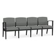 Amherst Steel Reception Waiting 4-Seat Chair / Black Steel / Light Gray