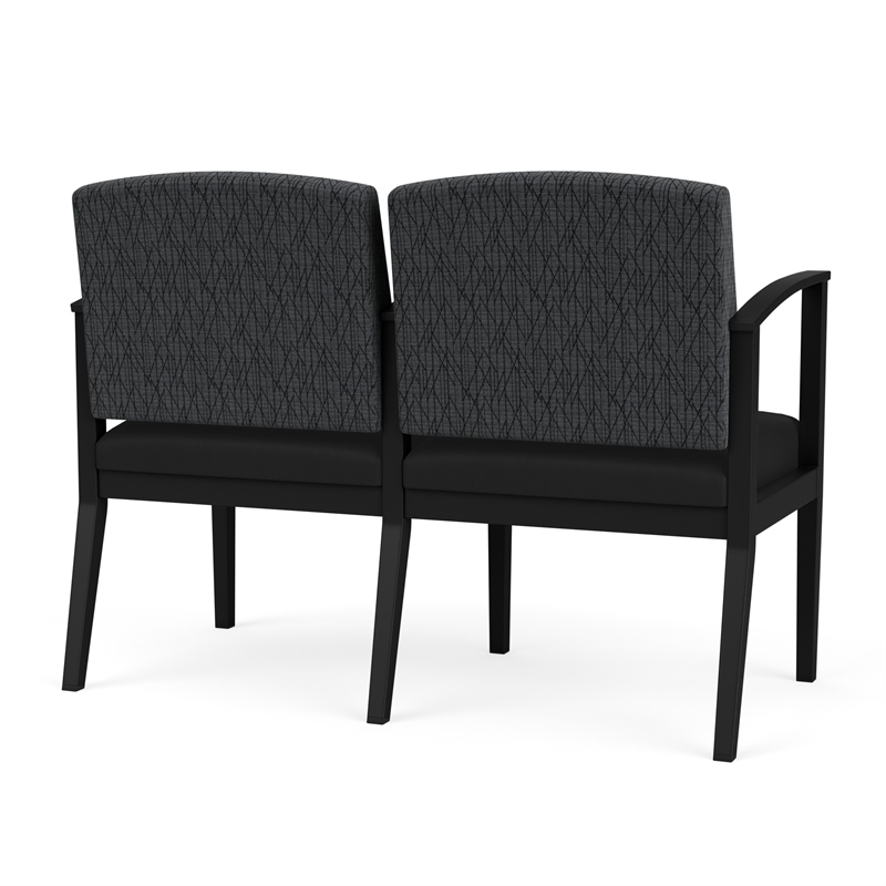 Amherst Steel Reception 2 Seat Tandem Seating / Black Steel / Dark Gray / Black