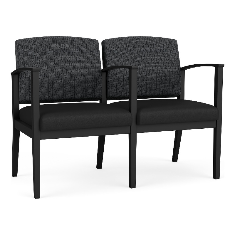 Amherst Steel Reception 2 Seat Tandem Seating / Black Steel / Dark Gray / Black