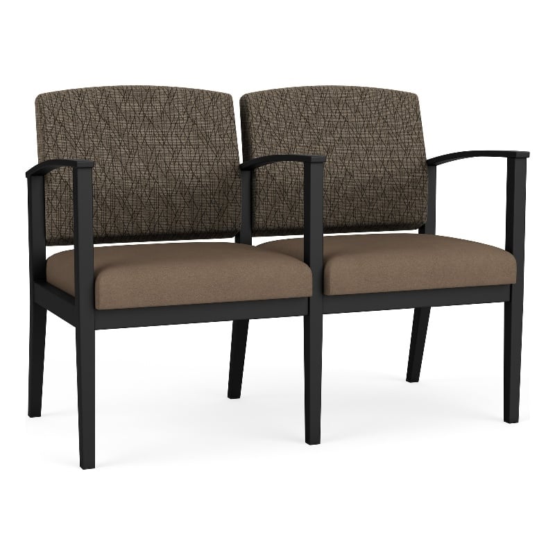 Amherst Steel Reception 2 Seat Tandem Seating / Black Steel / Brown / Brown