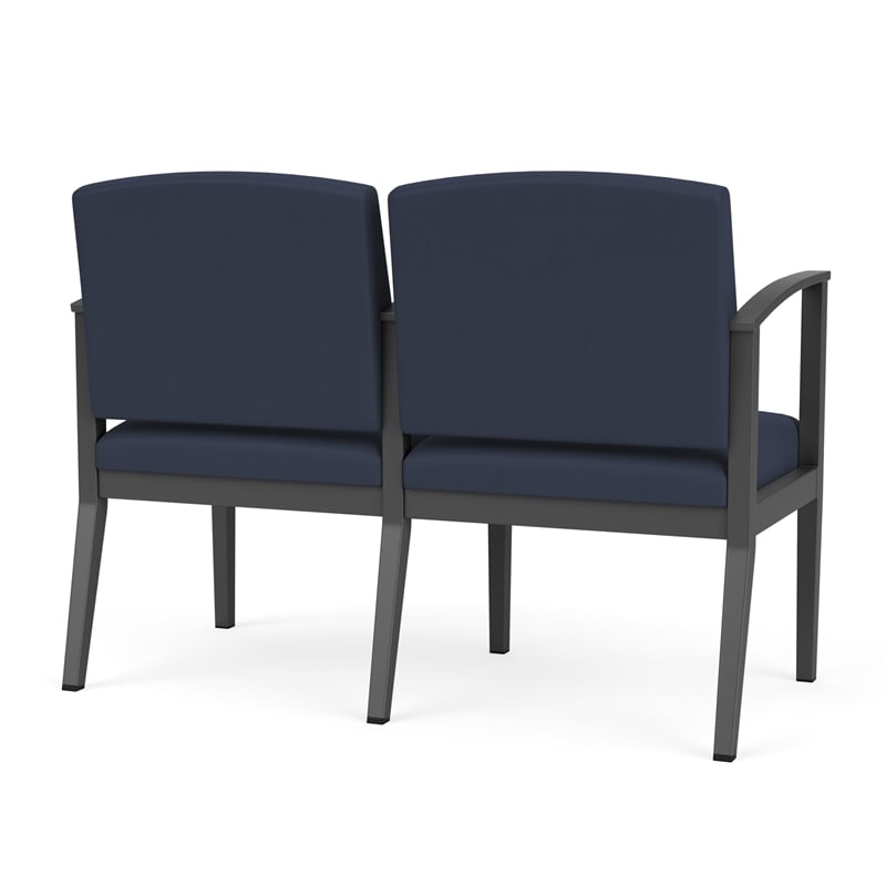 Amherst Steel Reception Waiting 2 Seat Tandem Seating / Charcoal Steel / Blue