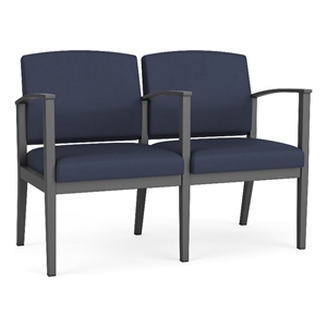 Amherst Steel Reception Waiting 2 Seat Tandem Seating / Charcoal Steel / Blue