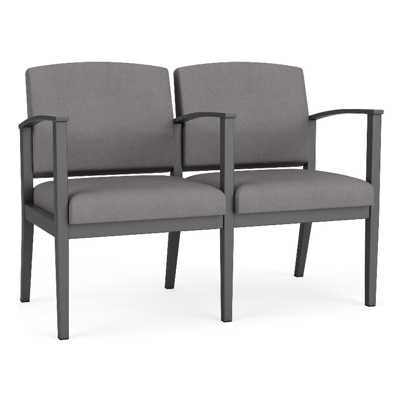 Amherst Steel Reception 2 Seat Tandem Seating / Charcoal Steel / Light Gray