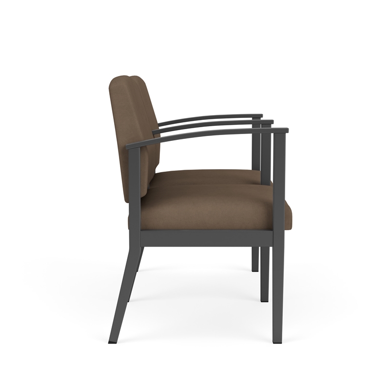 Amherst Steel Reception Waiting 2 Seat Tandem Seating / Charcoal Steel / Brown