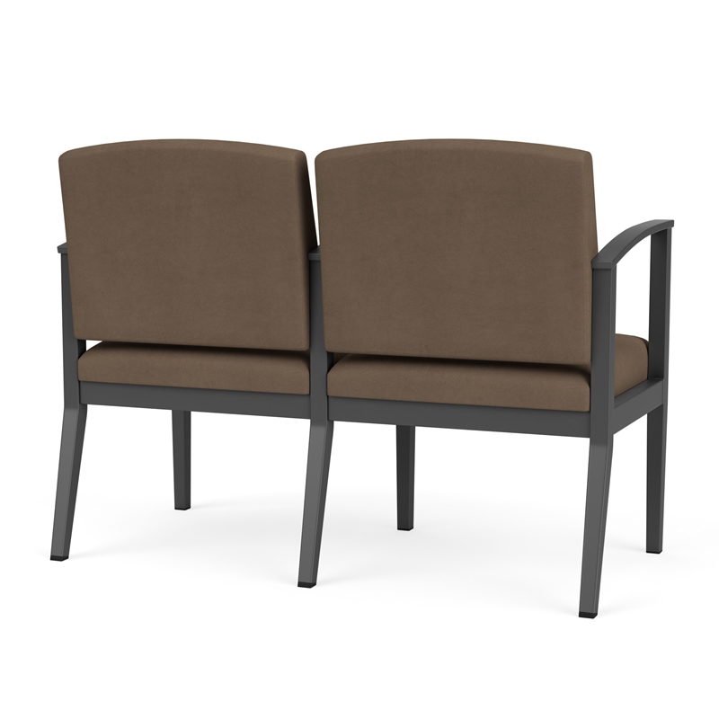 Amherst Steel Reception Waiting 2 Seat Tandem Seating / Charcoal Steel / Brown