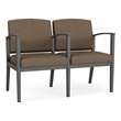 Amherst Steel Reception Waiting 2 Seat Tandem Seating / Charcoal Steel / Brown