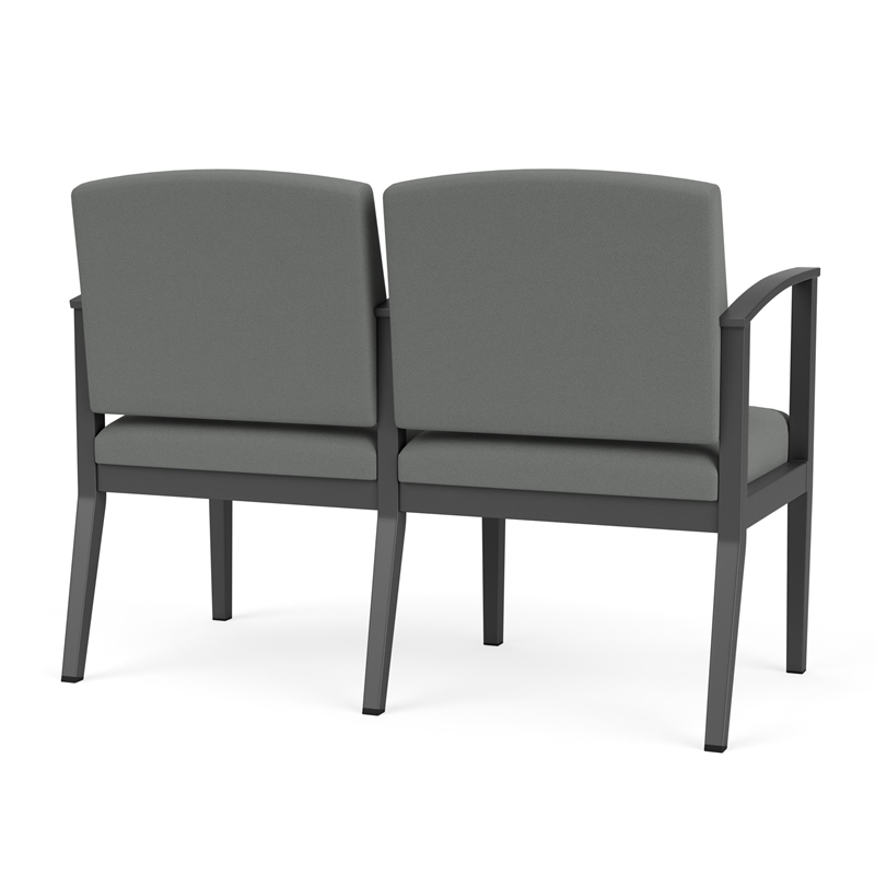 Amherst Steel Reception 2 Seat Tandem Seating / Charcoal Steel / Light Gray
