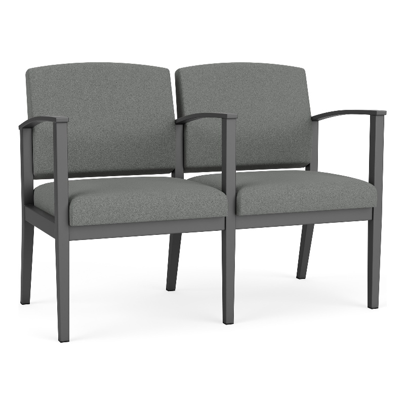 Amherst Steel Reception 2 Seat Tandem Seating / Charcoal Steel / Light Gray