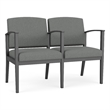 Amherst Steel Reception 2 Seat Tandem Seating / Charcoal Steel / Light Gray