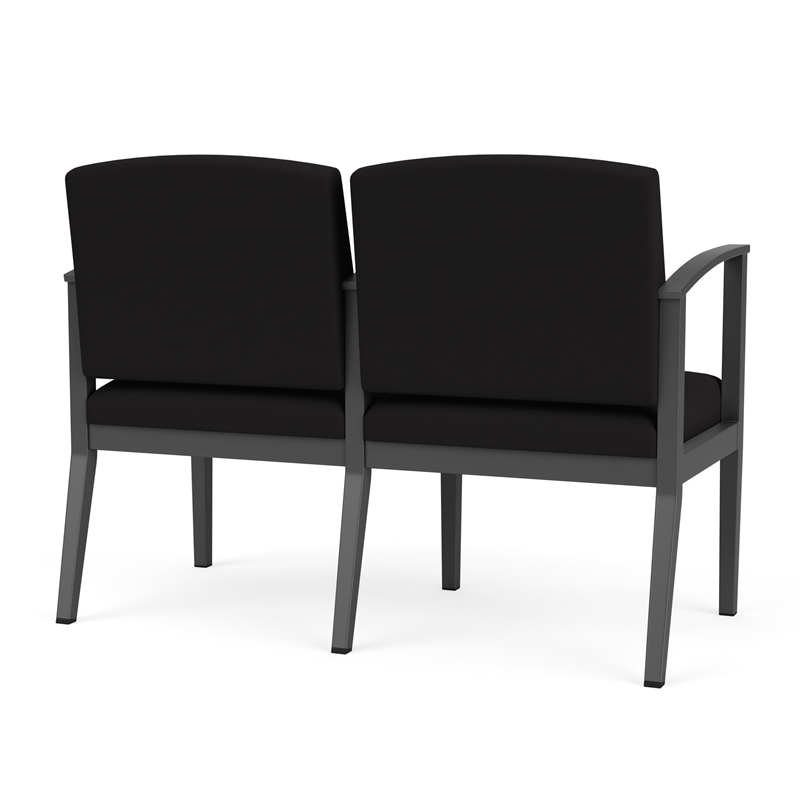 Amherst Steel Reception Waiting 2 Seat Tandem Seating / Charcoal Steel / Black