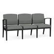 Amherst Steel Reception Waiting 3-Seat Chair / Black Steel / Light Gray