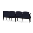 Amherst Steel Reception Waiting 4-Seat Chair / Black Steel / Navy Blue