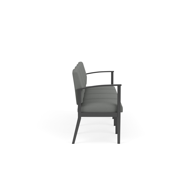 Amherst Steel Reception Waiting 4-Seat Chair / Charcoal Steel / Light Gray