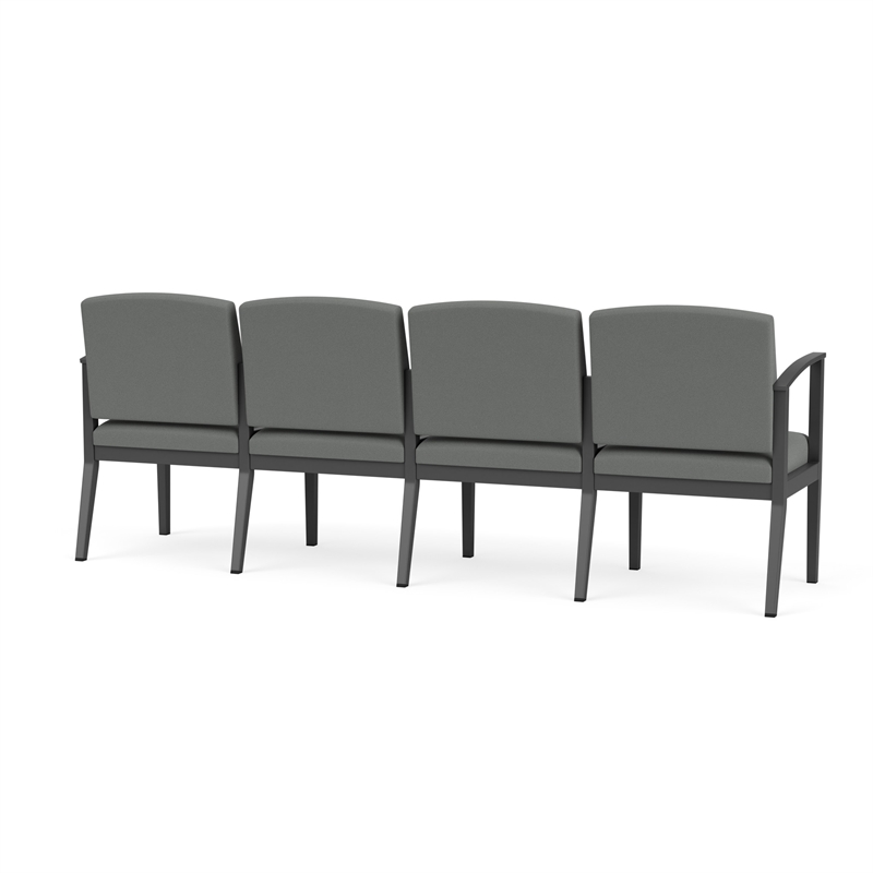 Amherst Steel Reception Waiting 4-Seat Chair / Charcoal Steel / Light Gray