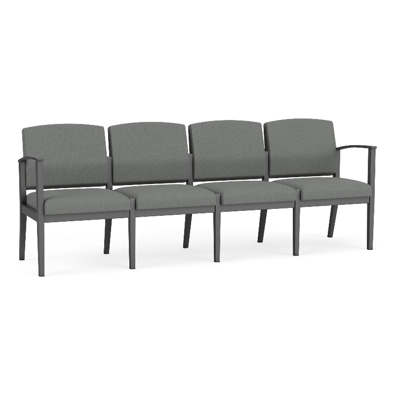 Amherst Steel Reception Waiting 4-Seat Chair / Charcoal Steel / Light Gray