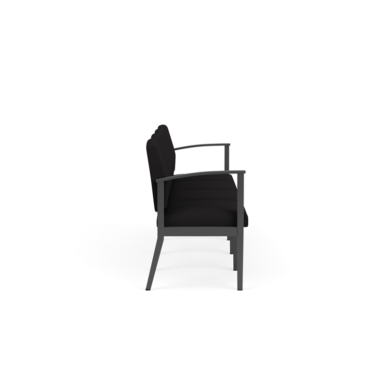 Amherst Steel Reception Waiting Room 4-Seat Chair / Charcoal Steel / Black