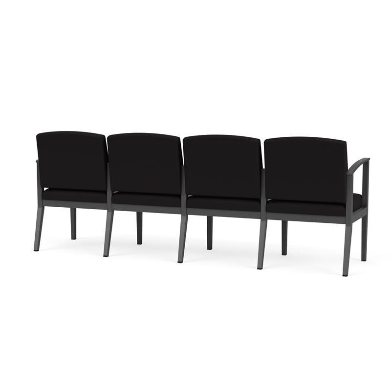 Amherst Steel Reception Waiting Room 4-Seat Chair / Charcoal Steel / Black