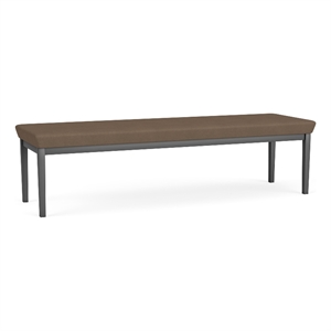 Amherst Steel Reception Waiting 18.5&quot 3 Seat Bench / Charcoal Steel / Brown