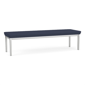 Amherst Steel Reception Waiting 18.5&quot 3 Seat Bench / Silver Steel / Blue