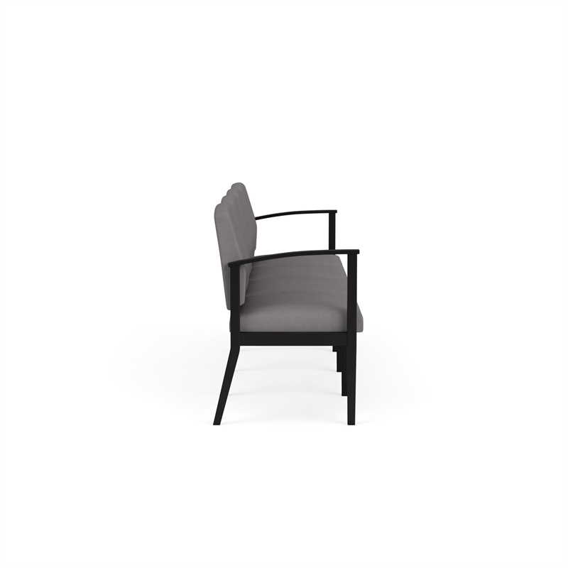 Amherst Steel Reception Waiting 4-Seat Chair / Black Steel / Light Gray