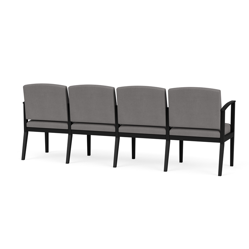 Amherst Steel Reception Waiting 4-Seat Chair / Black Steel / Light Gray