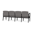 Amherst Steel Reception Waiting 4-Seat Chair / Black Steel / Light Gray