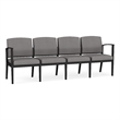 Amherst Steel Reception Waiting 4-Seat Chair / Black Steel / Light Gray