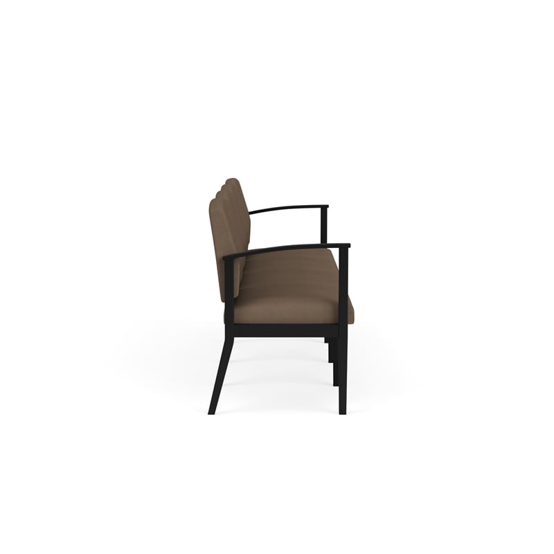 Amherst Steel Reception Waiting Room 4-Seat Chair / Black Steel / Brown