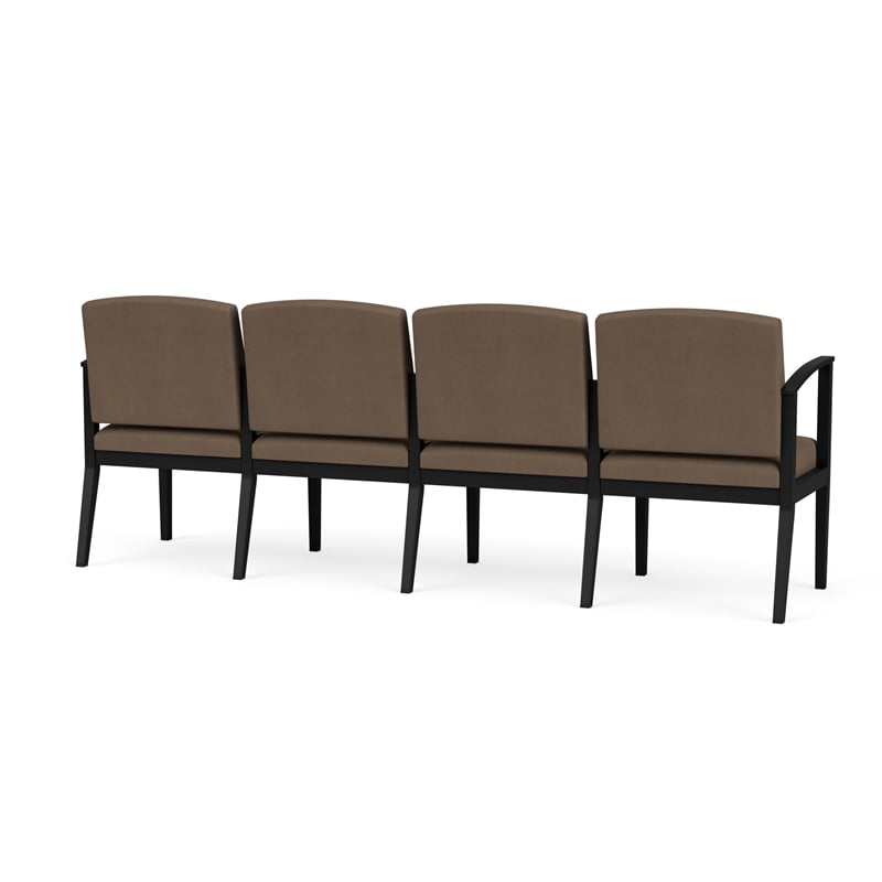 Amherst Steel Reception Waiting Room 4-Seat Chair / Black Steel / Brown